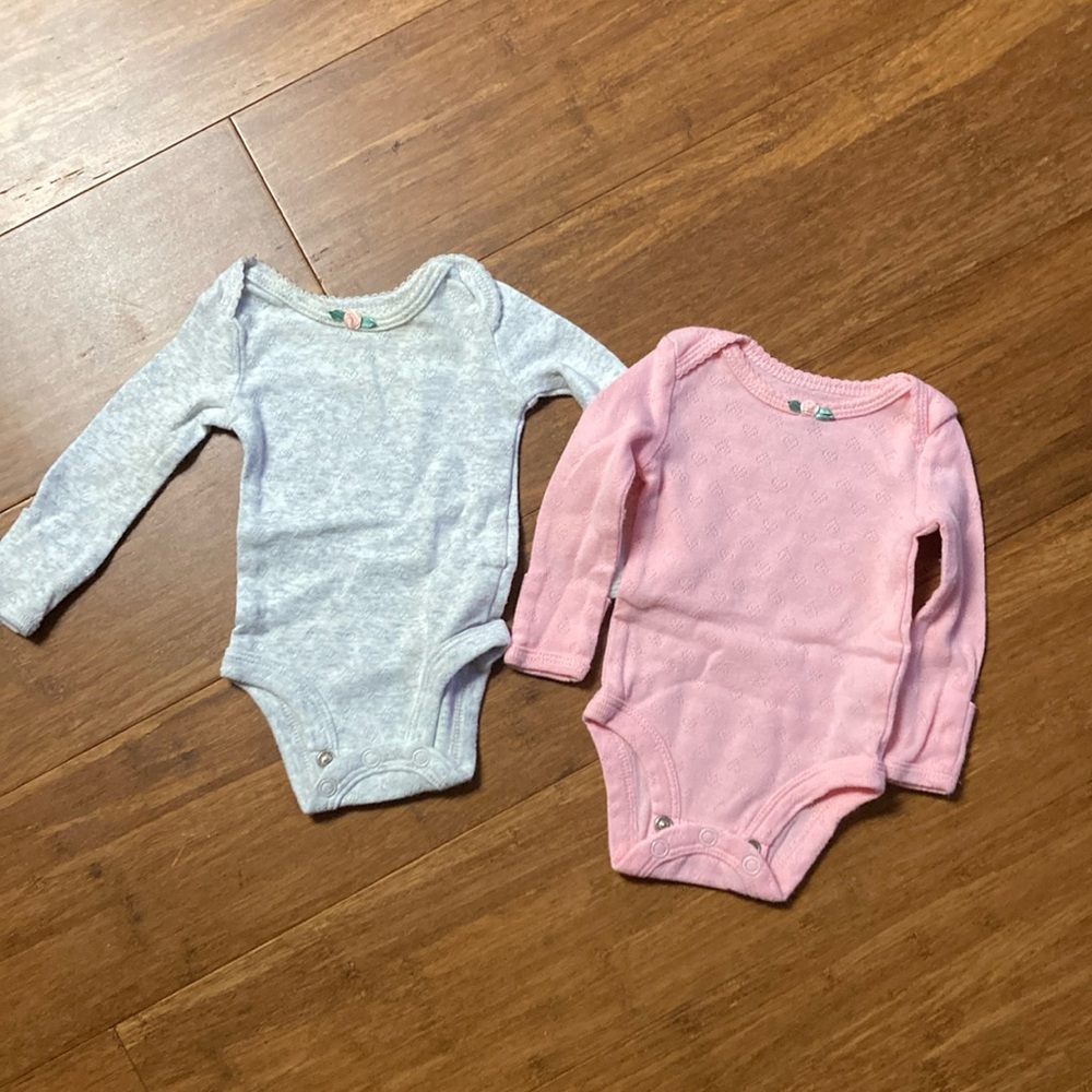 Carters Premie Baby Girl Cotton Onesie Set Of 2